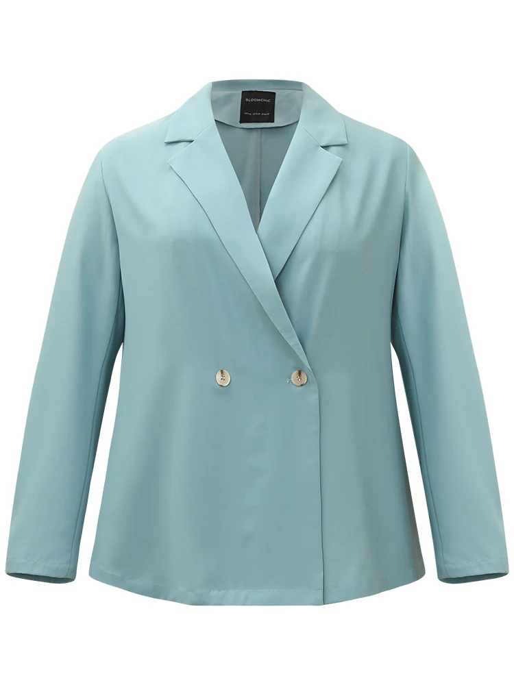 Solid Double Breasted Lapel Collar Blazer - Image 9