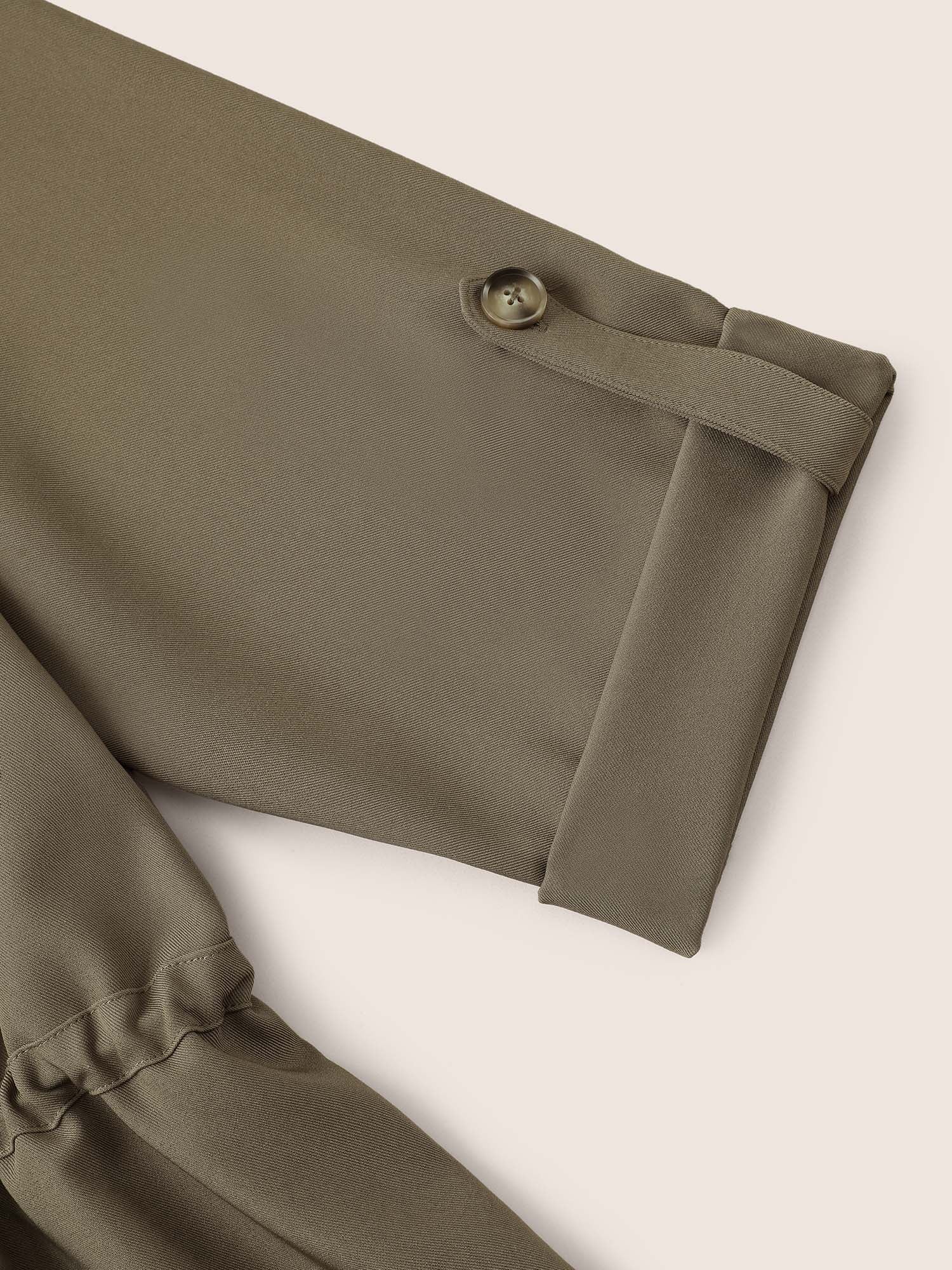 Solid Drawstring Asymmetrical Neck Tab Sleeve Jacket - Image 6