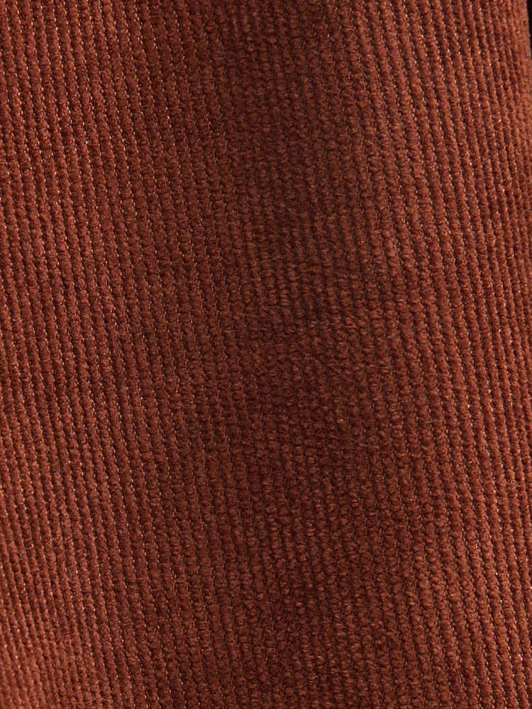 Solid Drawstring Pocket Button Detail Shirt Collar Corduroy Dress - Image 8