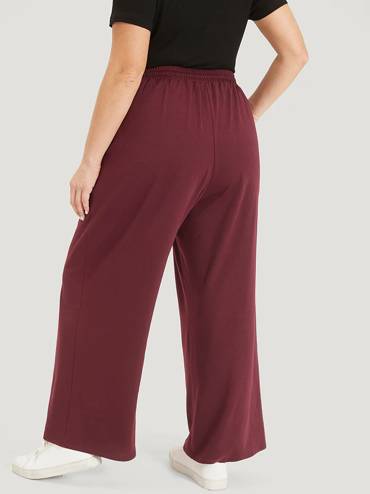 Solid Drawstring Pocket Loose Sweatpants - Image 6