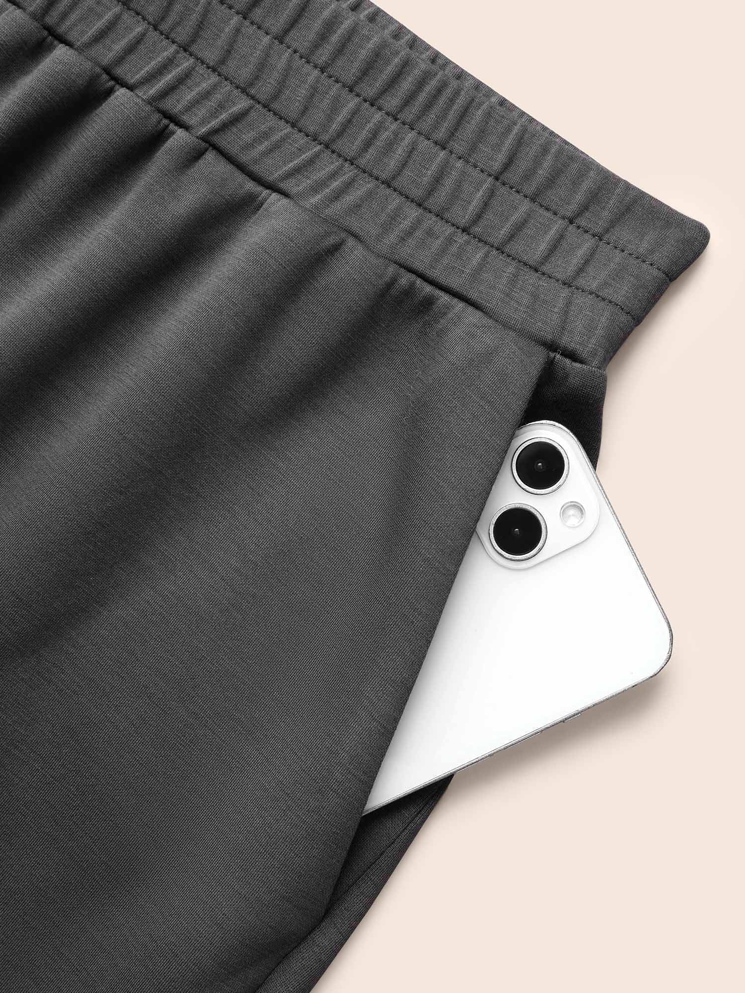 Solid Elastic Waist Carrot Pants - Image 6