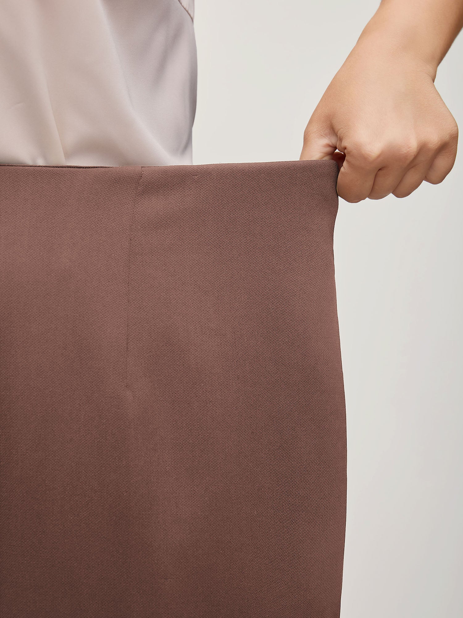 Solid Elastic Waist Pleated Wide Leg Pants - Image 21