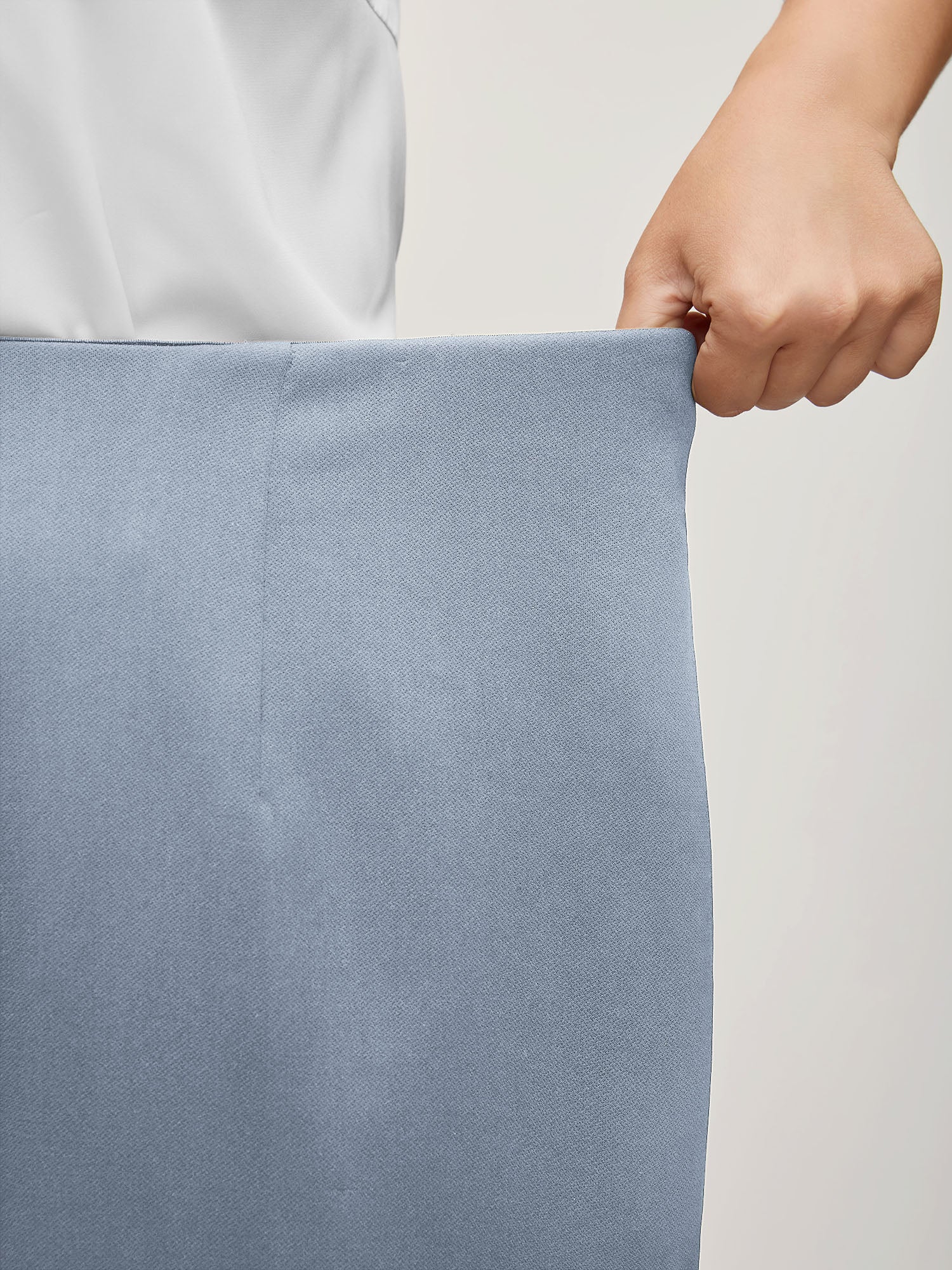 Solid Elastic Waist Pleated Wide Leg Pants - Image 26