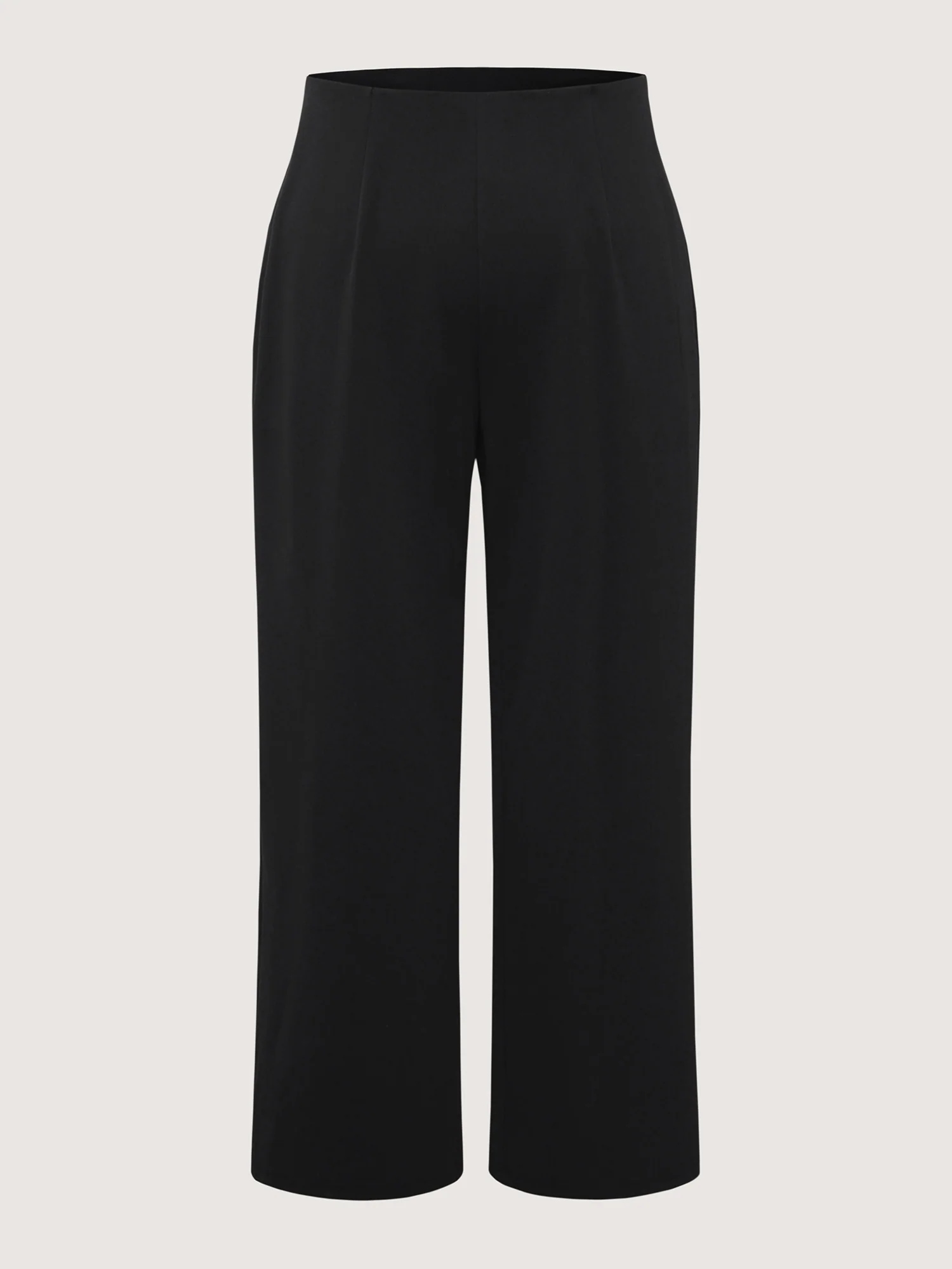 Solid Elastic Waist Pleated Wide Leg Pants - Image 8