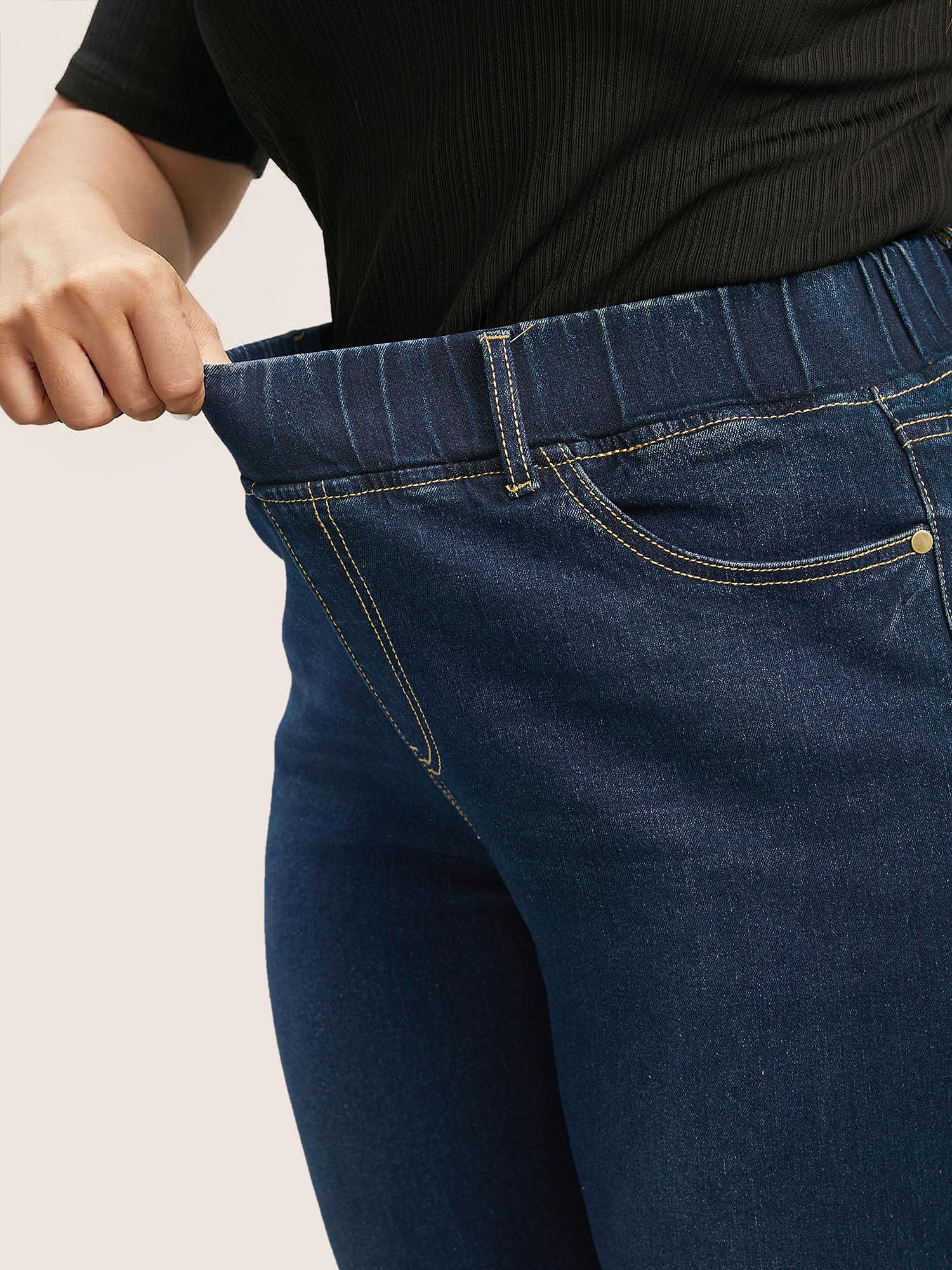 Pull-On Stretchy Waist Straight-Leg Jeans - Image 7