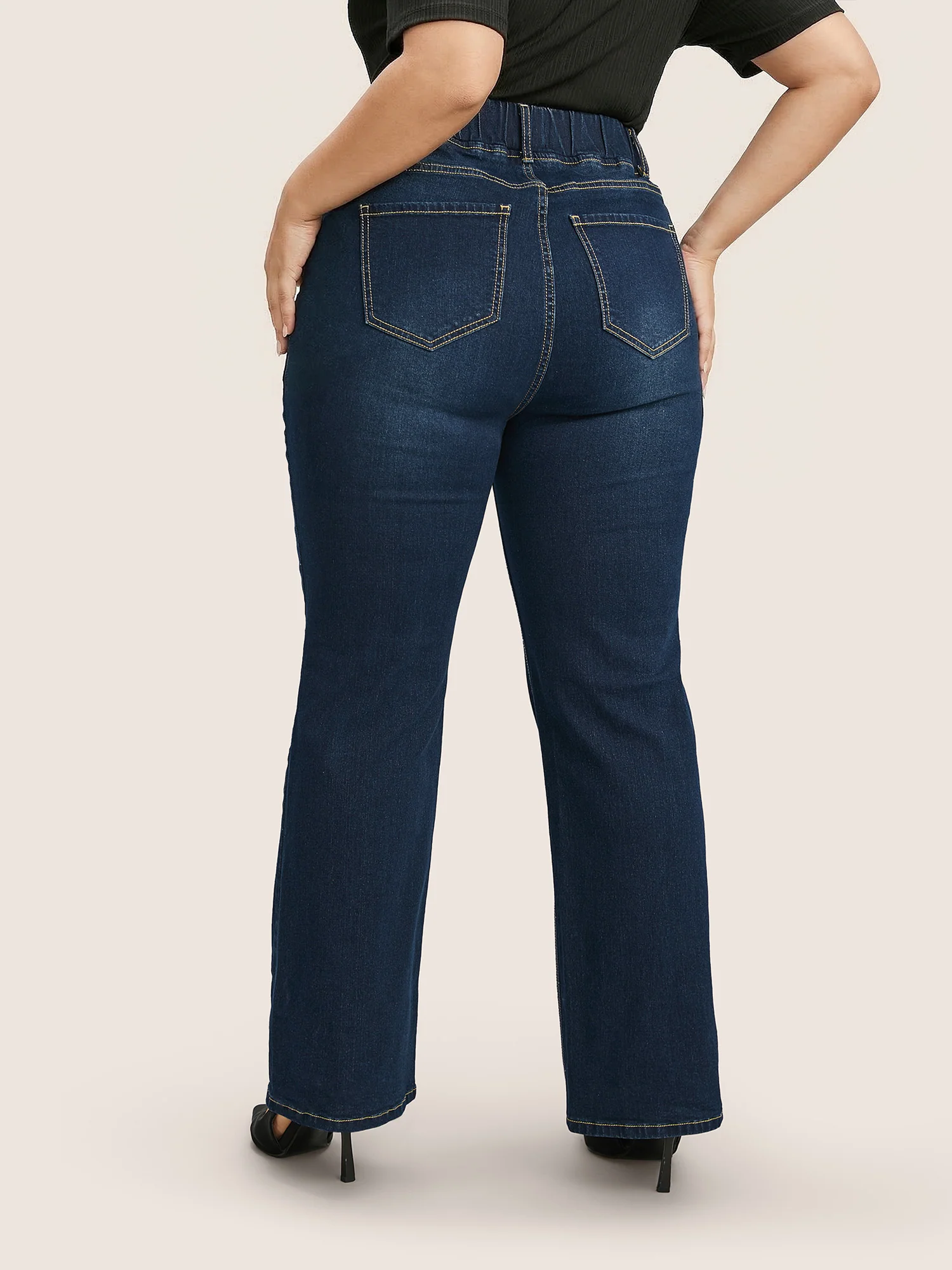 Pull-On Stretchy Waist Straight-Leg Jeans - Image 8
