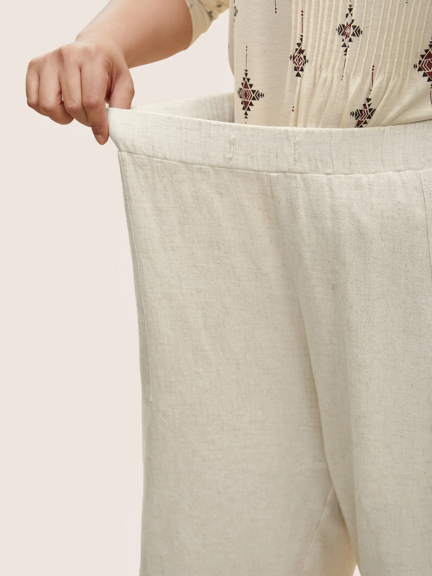 Solid Elastic Waist Ties Harem Pants - Image 4