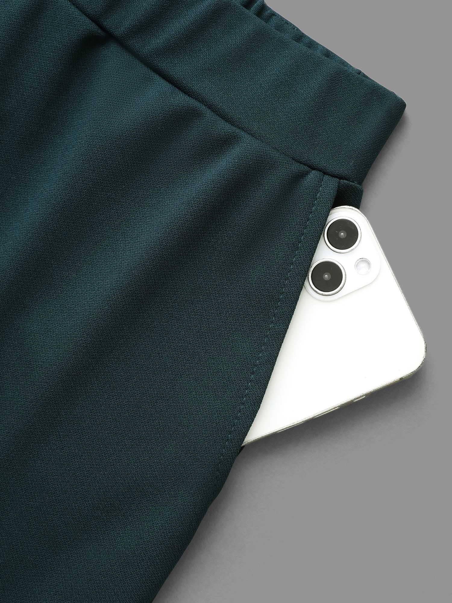 Solid Elastic Waist Wide Leg Pants - Image 6