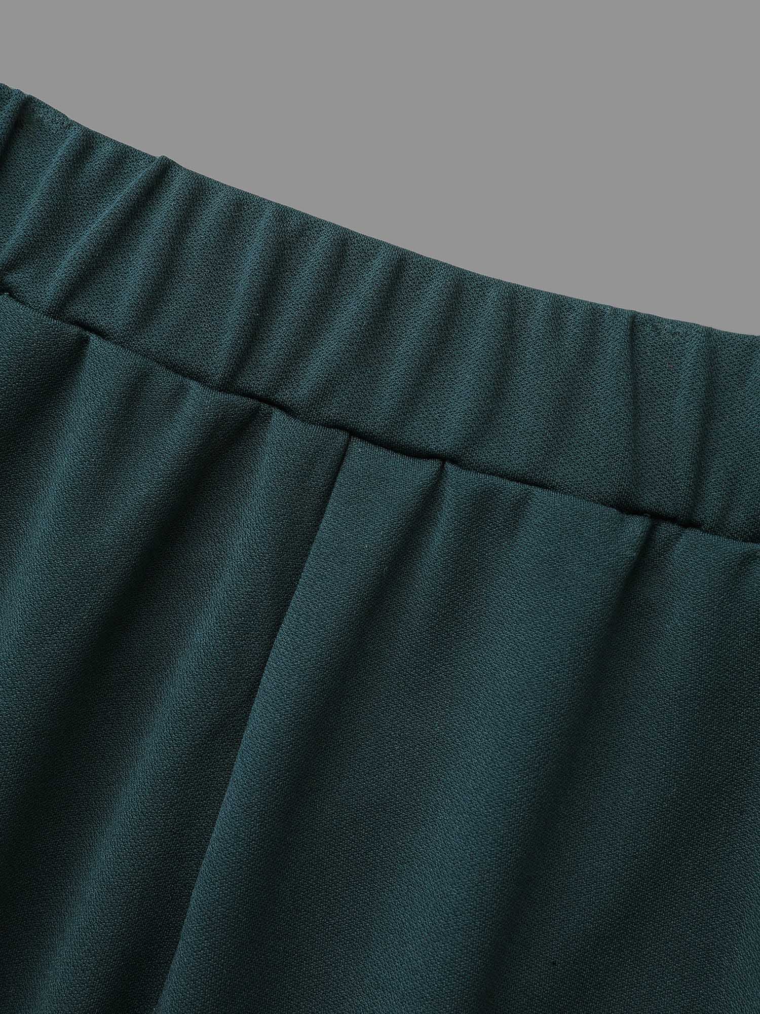 Solid Elastic Waist Wide Leg Pants - Image 7