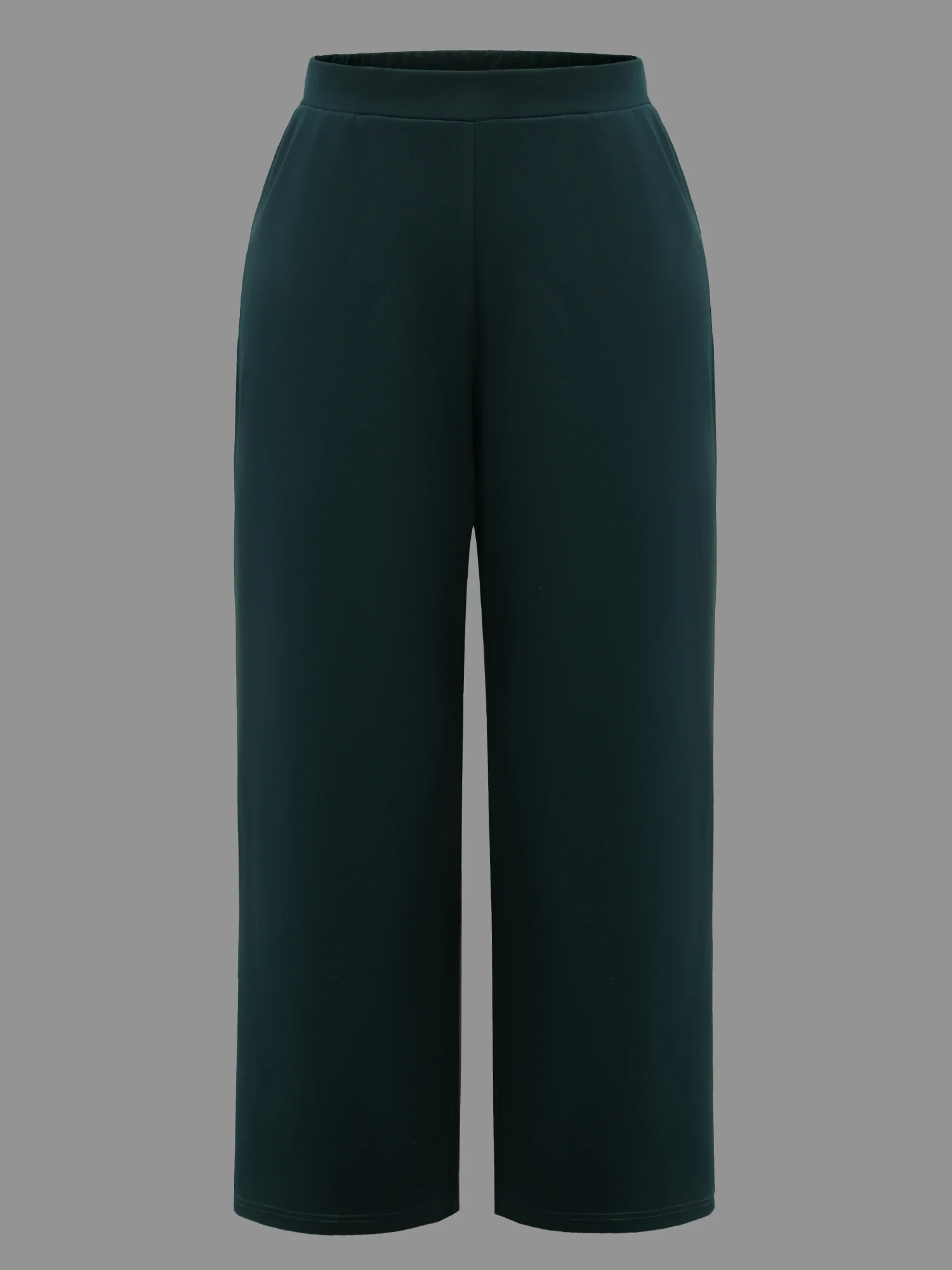 Solid Elastic Waist Wide Leg Pants - Image 8