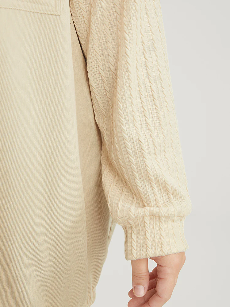 Solid Flap Pocket Zip Up Hooded Coat - Image 6