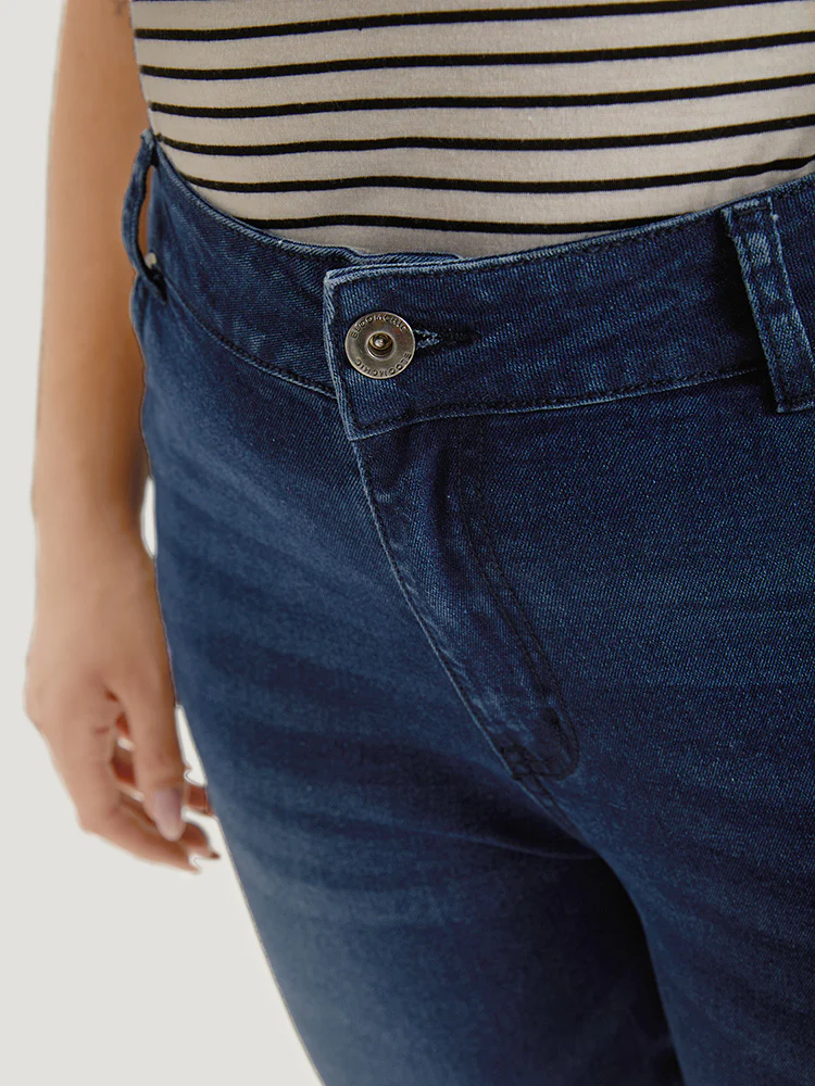 Solid Frayed Roll Hem High Rise Jeans - Image 8