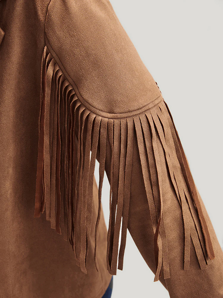 Solid Fringe Trim Open Front Coat - Image 8