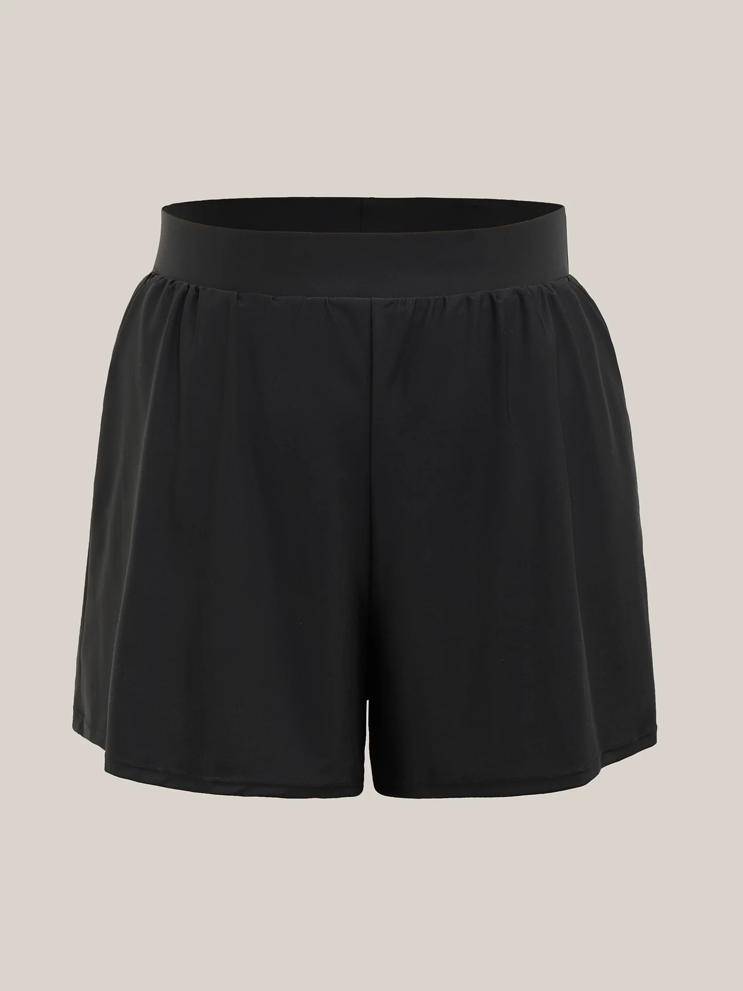 High Waisted Pockets Solid Pleated Swim Shorts - Image 8