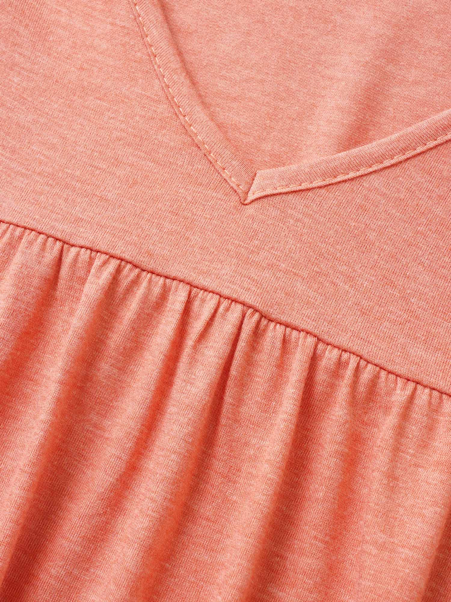 Solid Gathered Ruffle Trim Flounce Sleeve T-shirt - Image 11