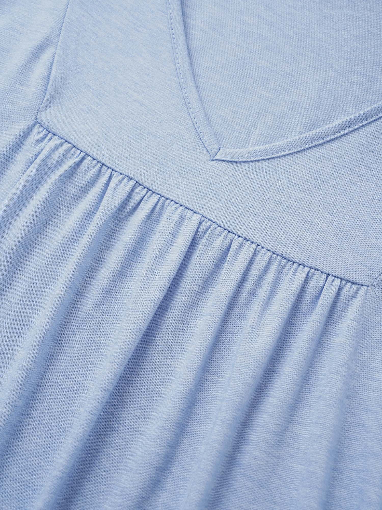 Solid Gathered Ruffle Trim Flounce Sleeve T-shirt - Image 27