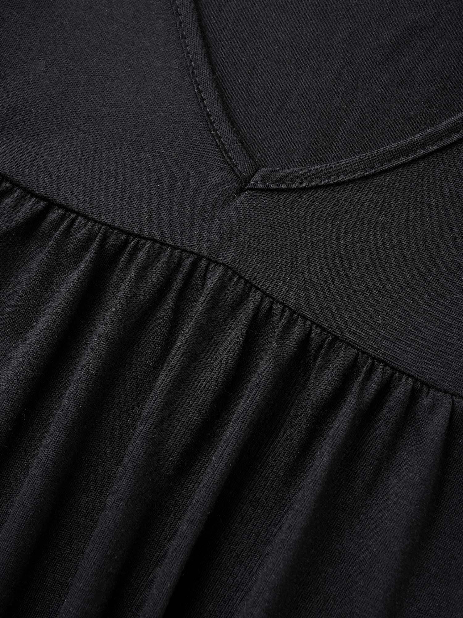 Solid Gathered Ruffle Trim Flounce Sleeve T-shirt - Image 5