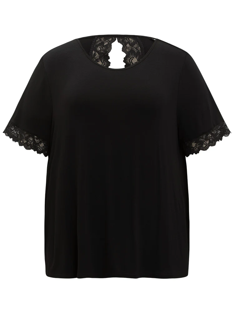 Guipure Open Back Lace Trim Pajama Top - Image 8