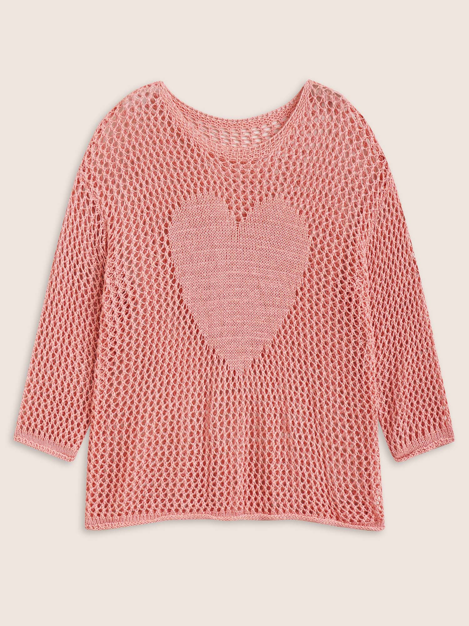 Solid Heart Cut Out See Through Pullover - Image 7
