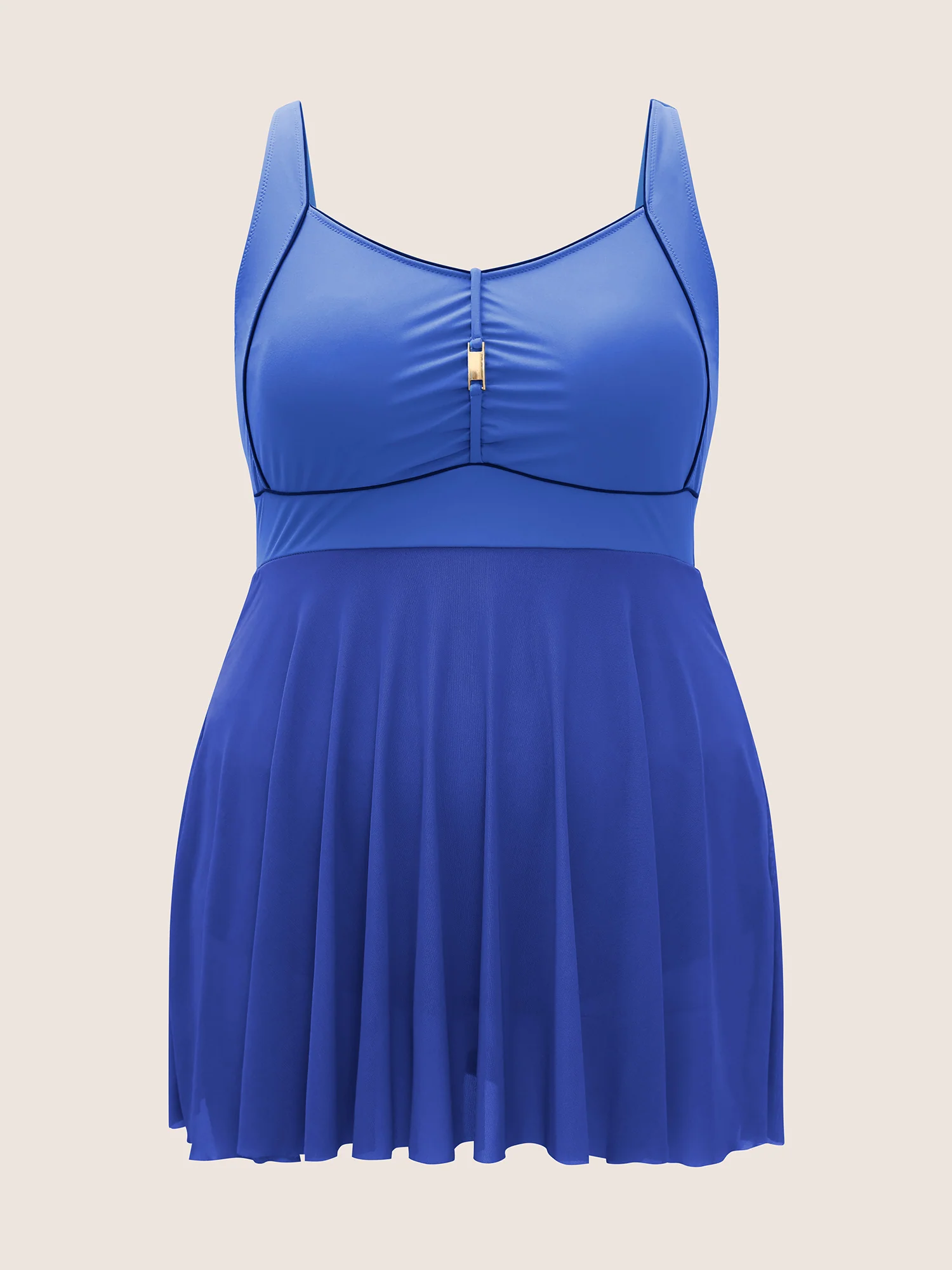 Solid Heart Neckline Gathered Dress - Image 7