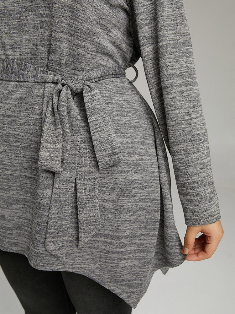 Solid Heather Belted Hanky Hem T-shirt - Image 5