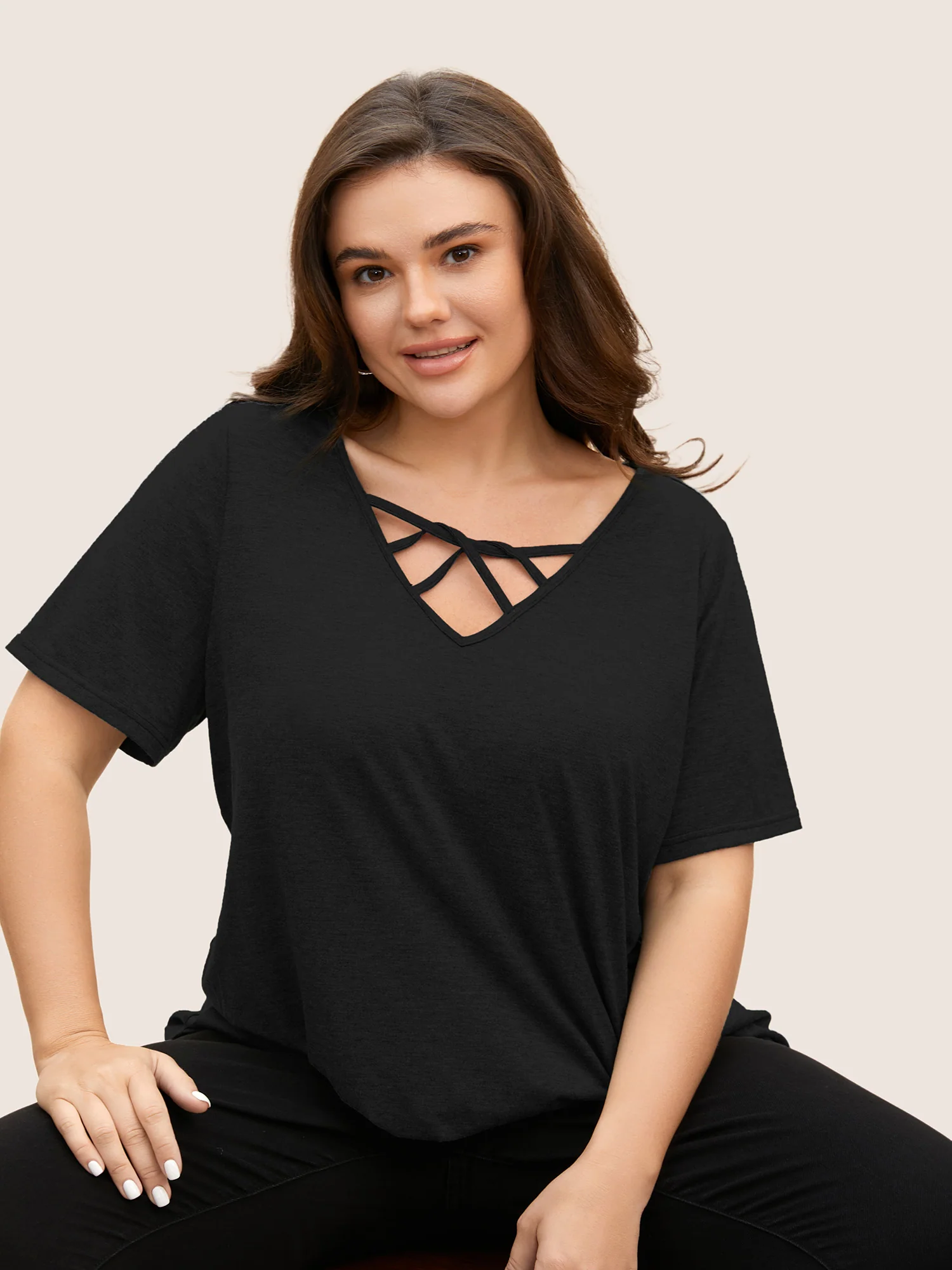 Solid Heather Crisscross Medium Stretch T-shirt - Image 2