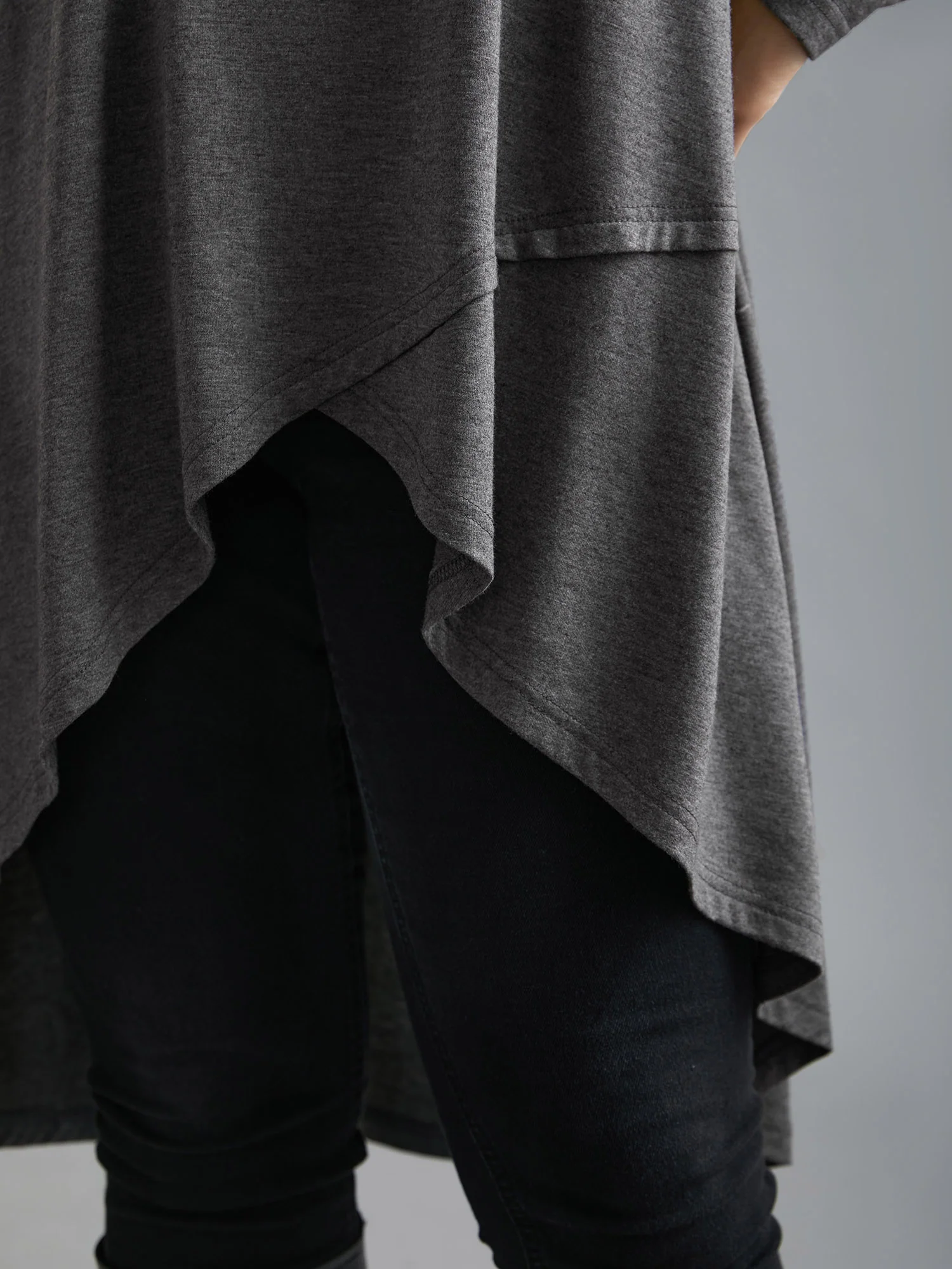 Solid Heather High Low Hem Top - Image 5