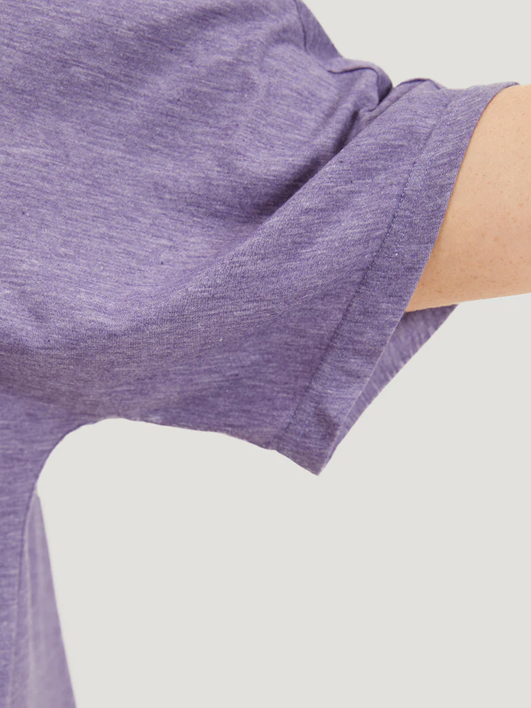 Solid Heather Keyhole Neck Dolman Sleeve T-shirt - Image 10