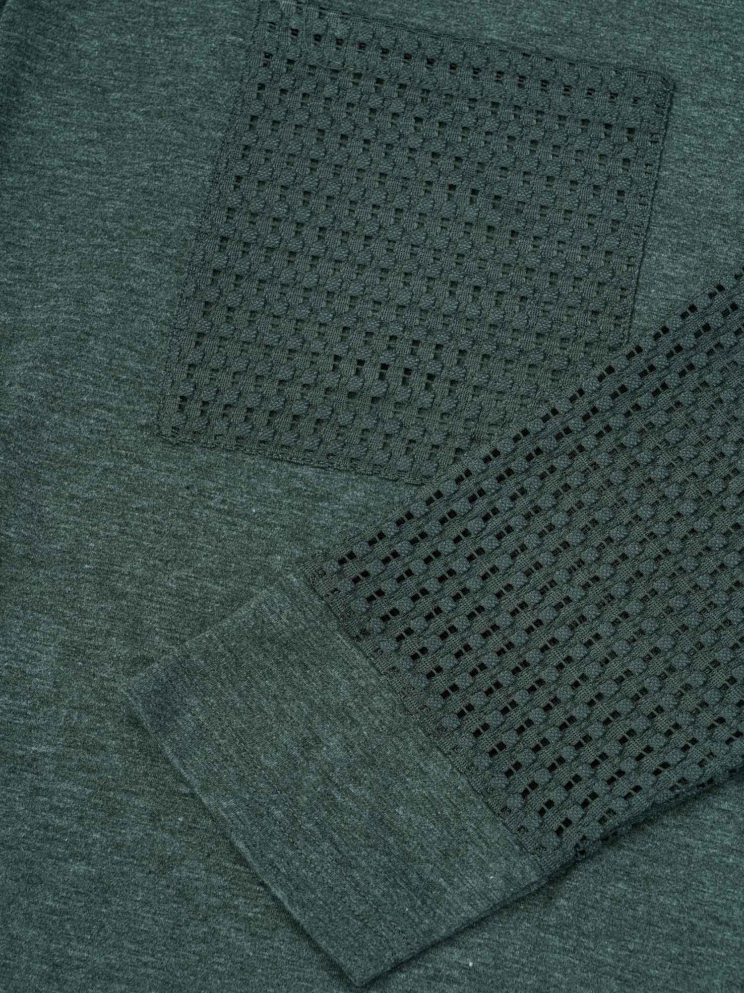 Solid Heather Patched Pocket Textured T-shirt - Image 5