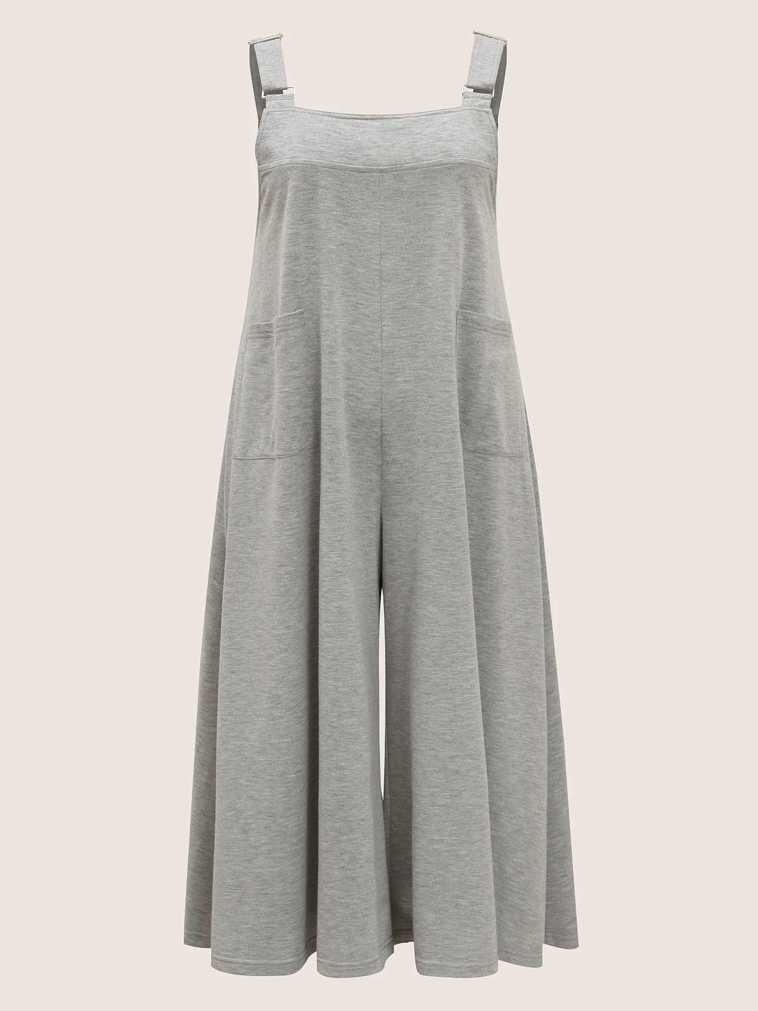 Solid Heather Patched Pocket Wide Leg Jumpsuit - Image 7