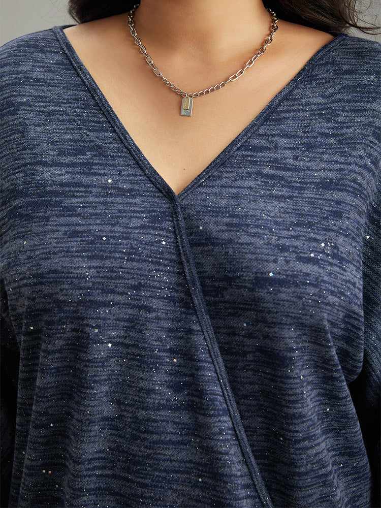 Solid Heather V Neck Sequin T-shirt - Image 5