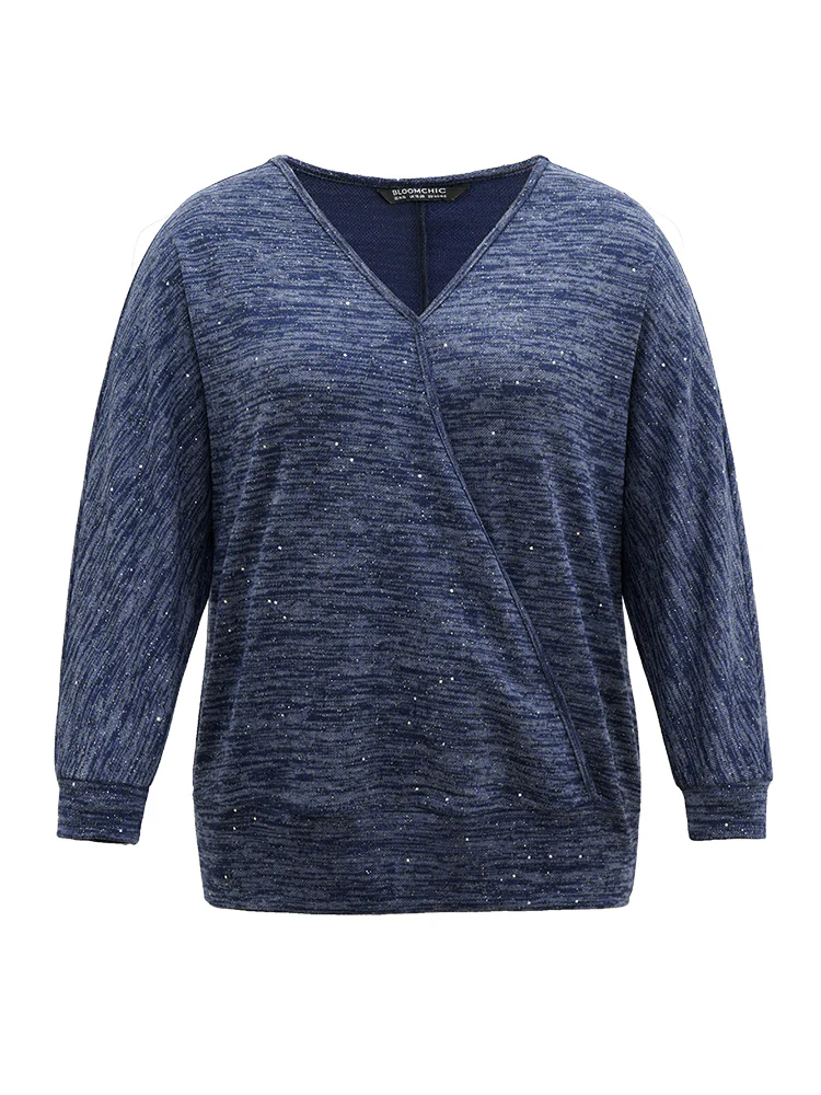 Solid Heather V Neck Sequin T-shirt - Image 7