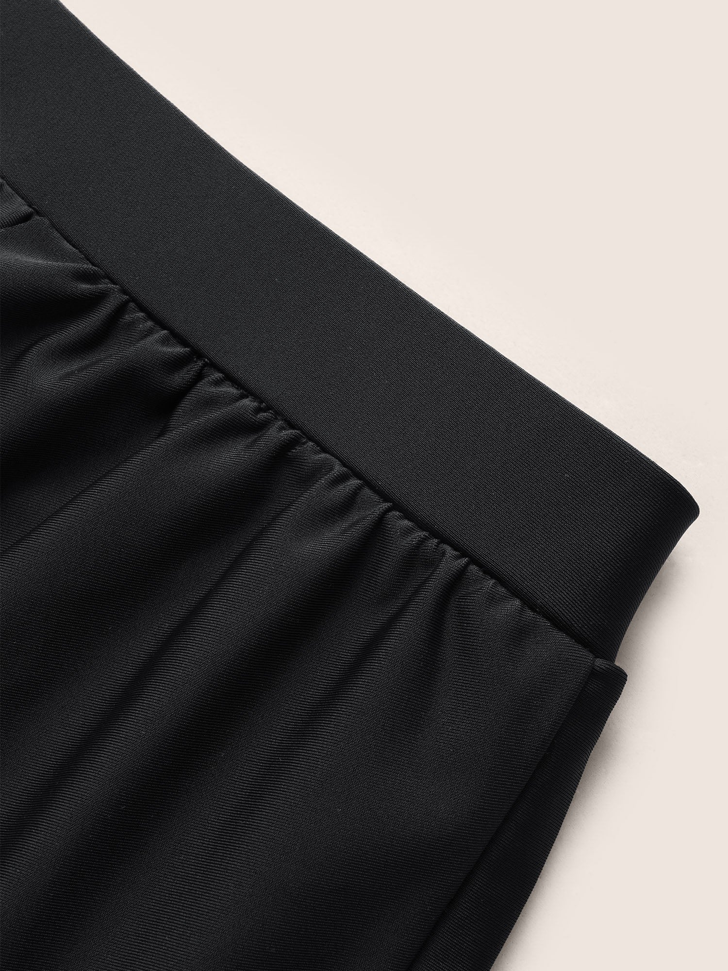 Solid High Rise Overlapped Hem Swim Short - Image 6