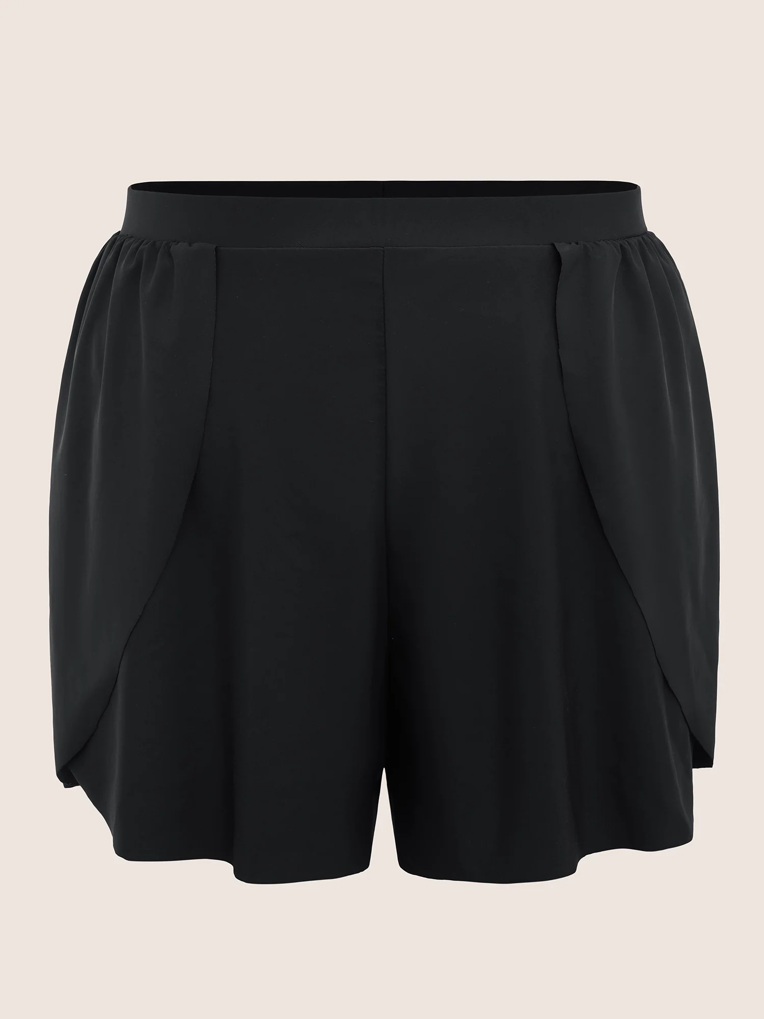 Solid High Rise Overlapped Hem Swim Short - Image 7