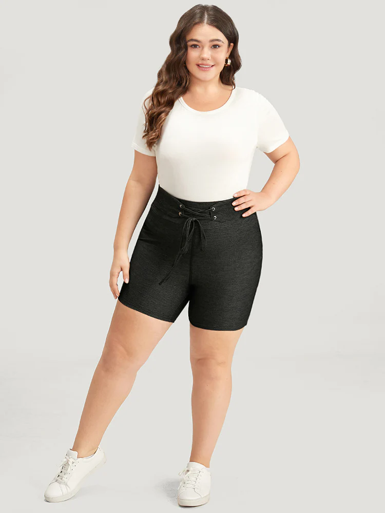 Solid High Rise Ties Very Stretchy Leggings - Image 5