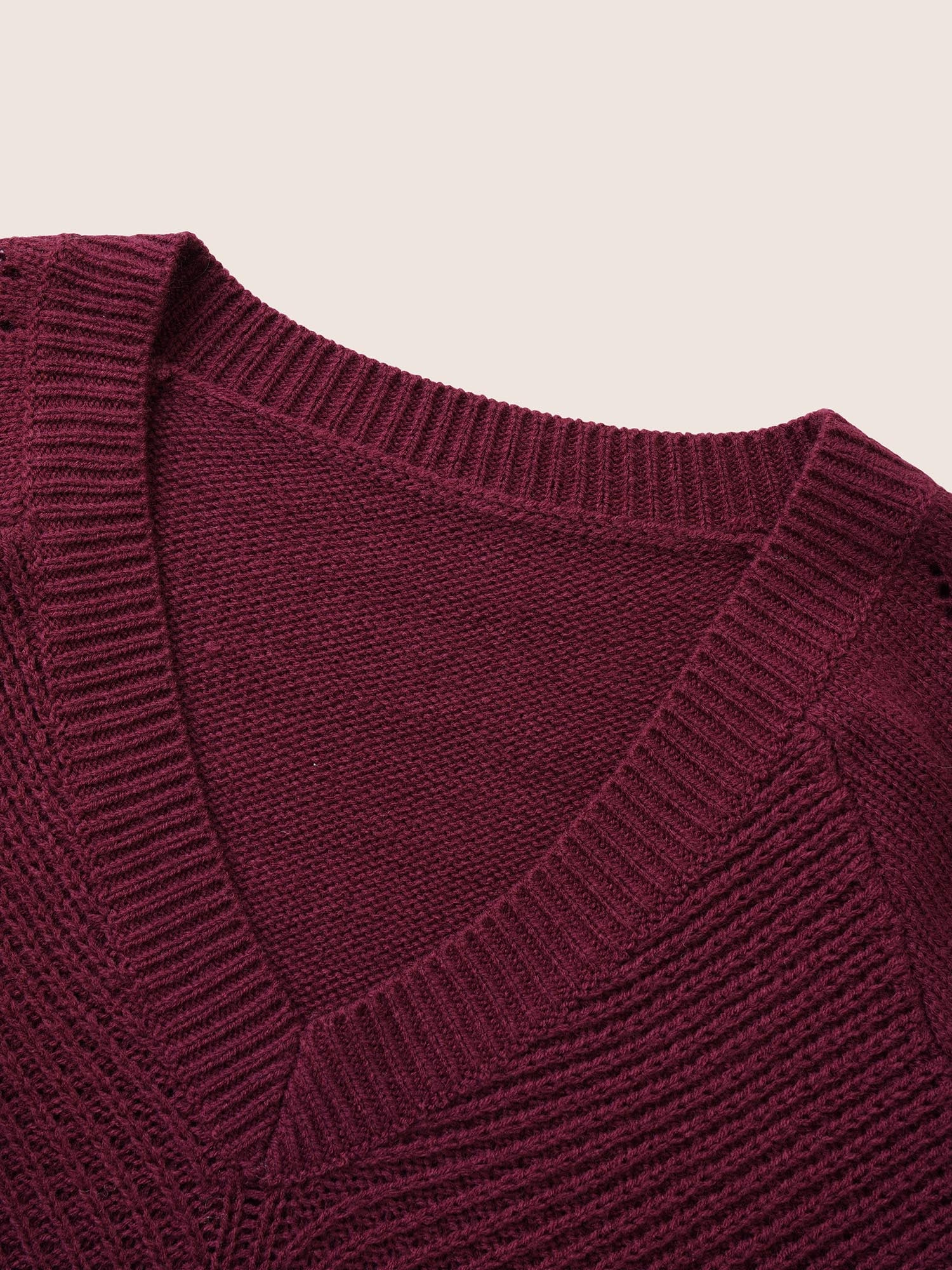 Solid Hollow Out Raglan Sleeve Pullover - Image 5