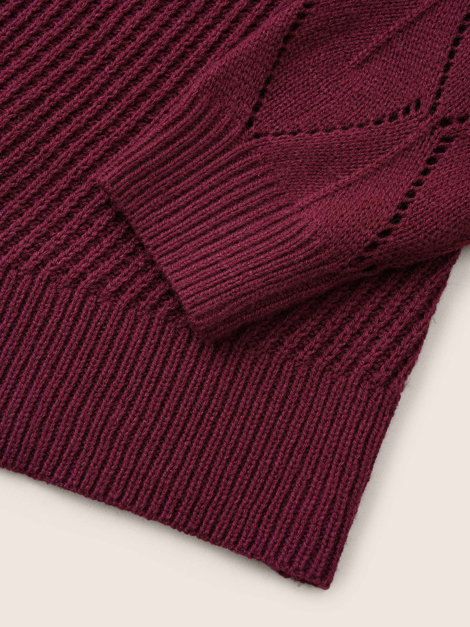 Solid Hollow Out Raglan Sleeve Pullover - Image 6
