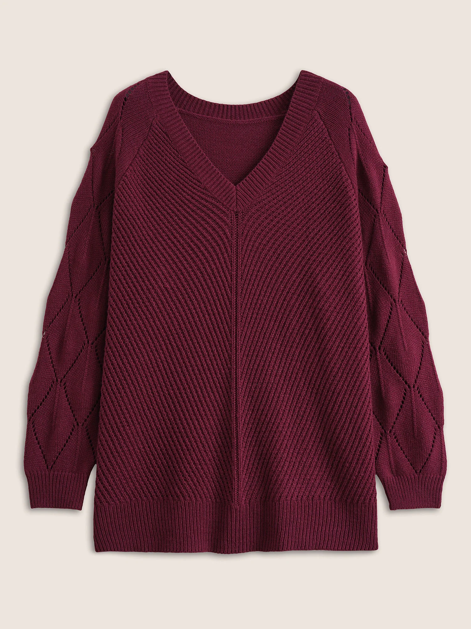 Solid Hollow Out Raglan Sleeve Pullover - Image 7