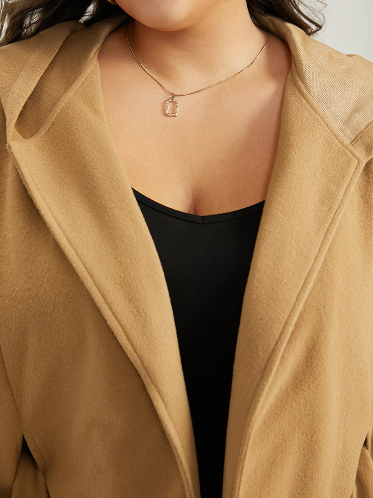 Solid Hooded Belted Batwing Sleeve Jacket - Image 8