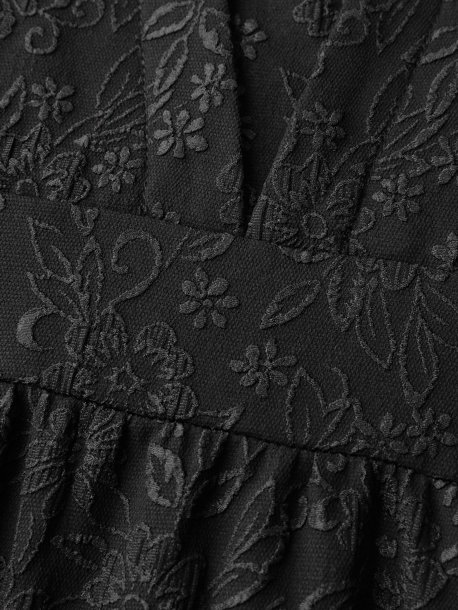 Solid Jacquard Puff Sleeve Midi Dress - Image 5
