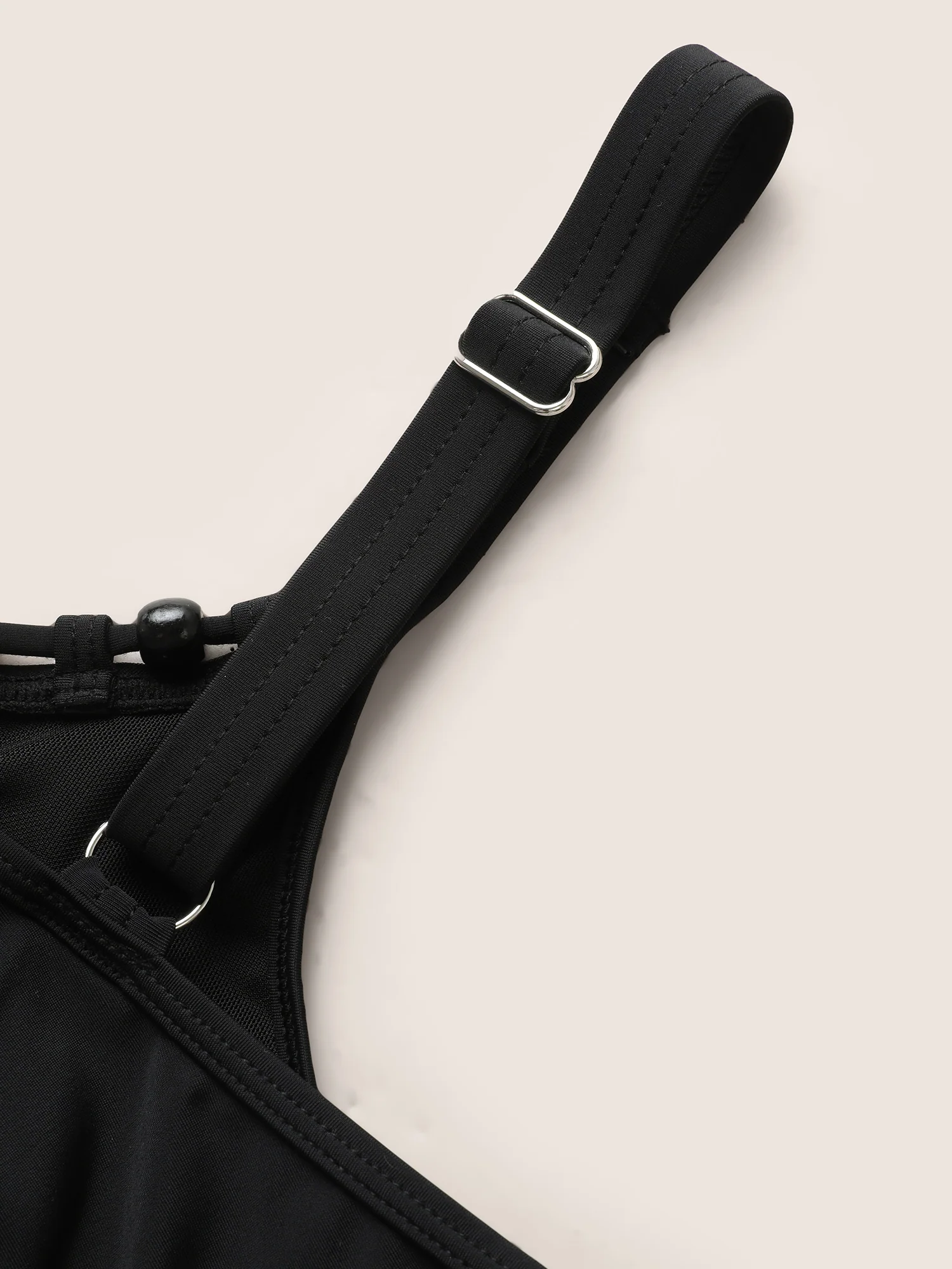 Solid Keyhole Adjustable Straps Swim Top - Image 5