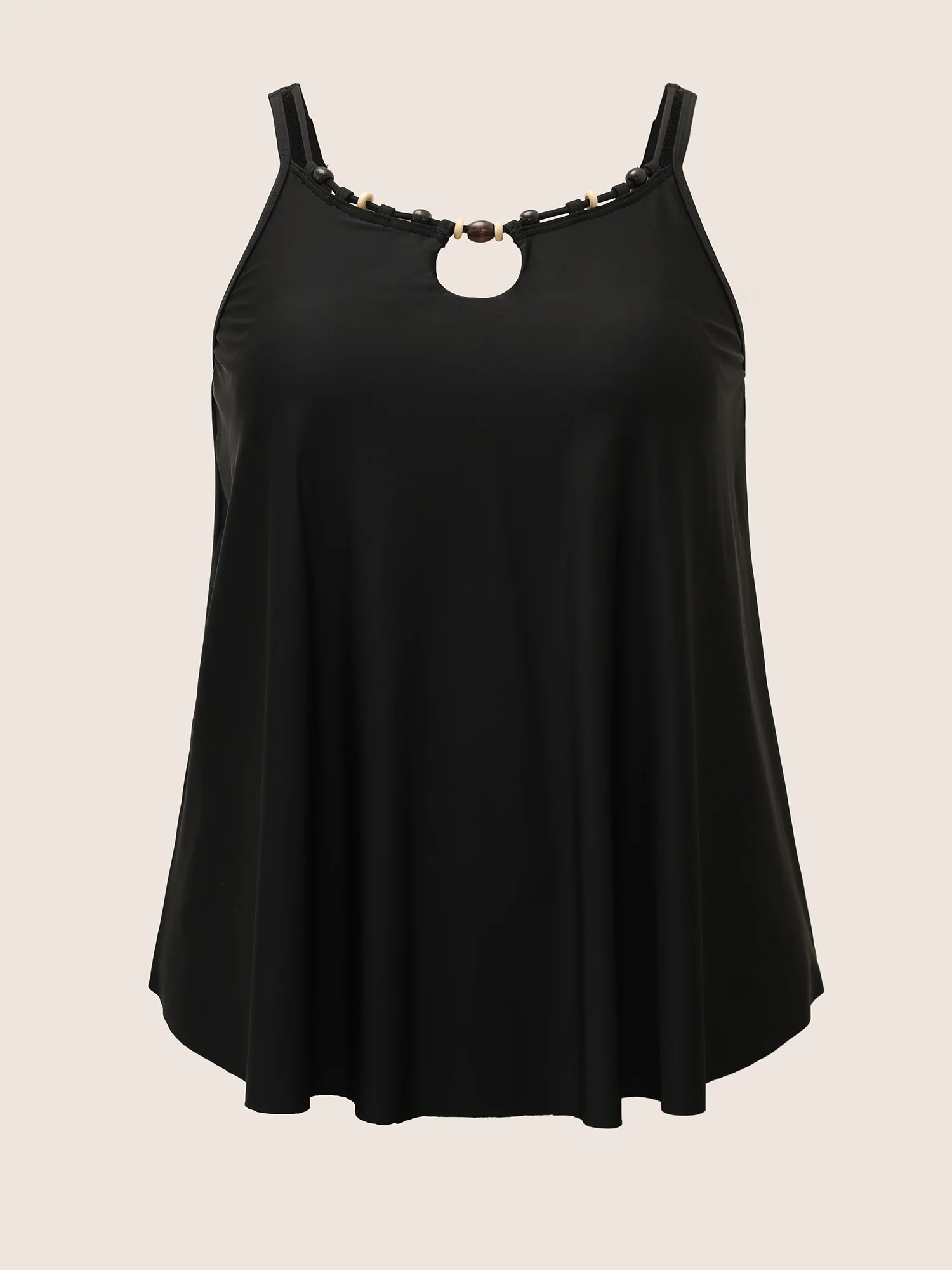 Solid Keyhole Adjustable Straps Swim Top - Image 7