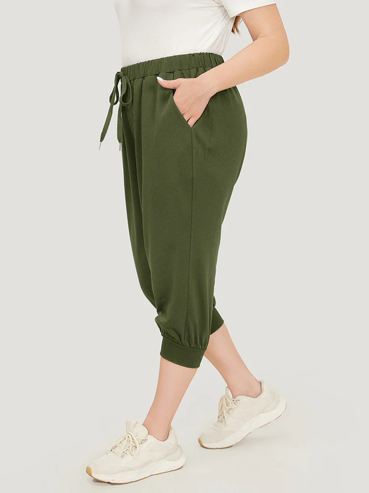 Solid Knot Front Pocket Carrot Pants - Image 2