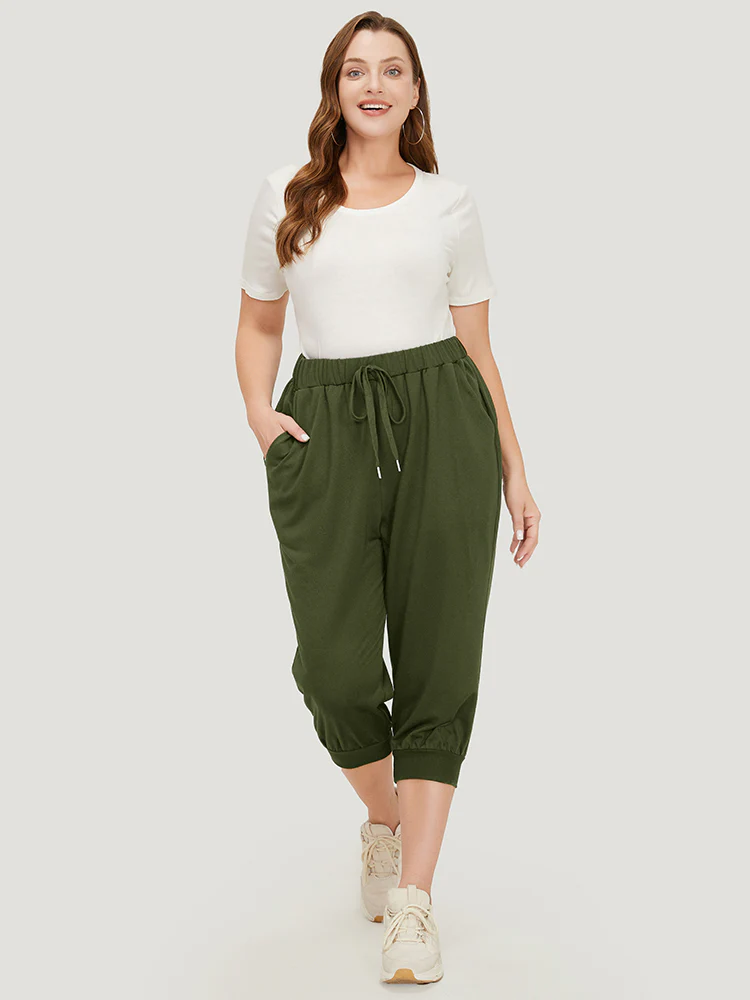 Solid Knot Front Pocket Carrot Pants - Image 4