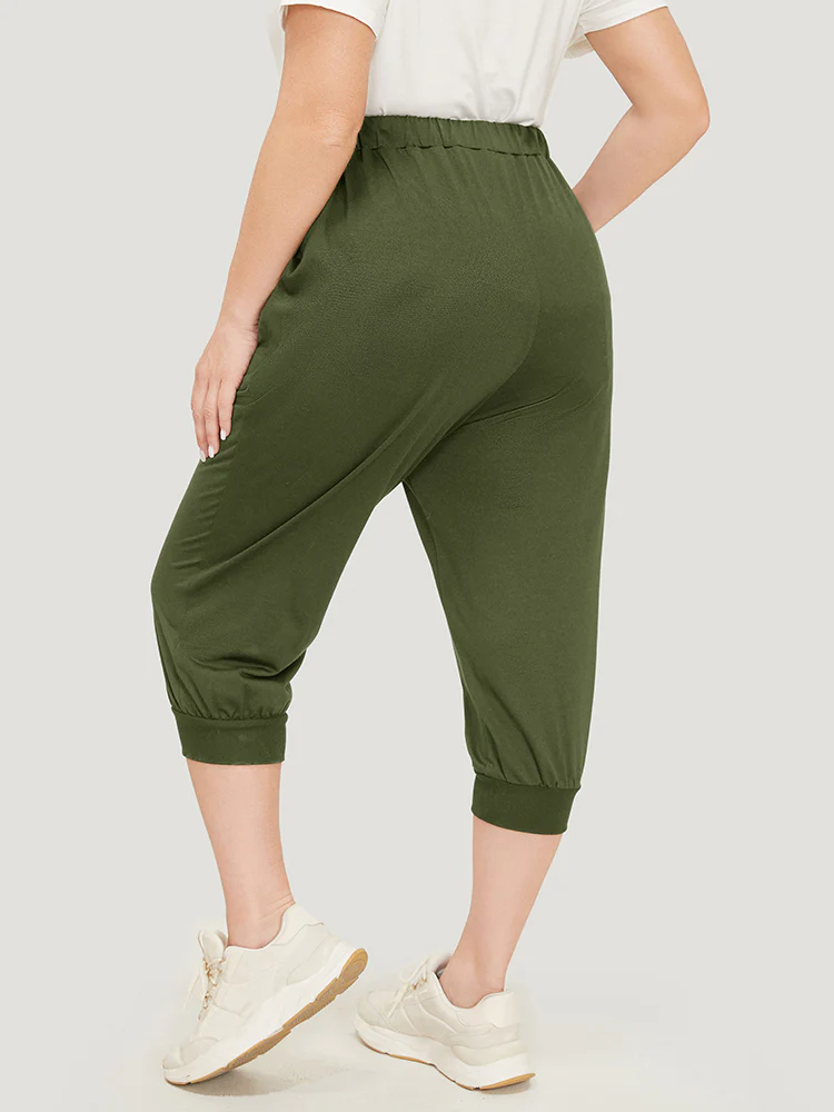 Solid Knot Front Pocket Carrot Pants - Image 5