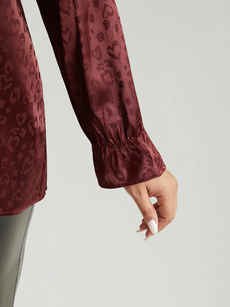 Solid Knot Neck Frill Trim Flutter Sleeve Blouse - Image 7