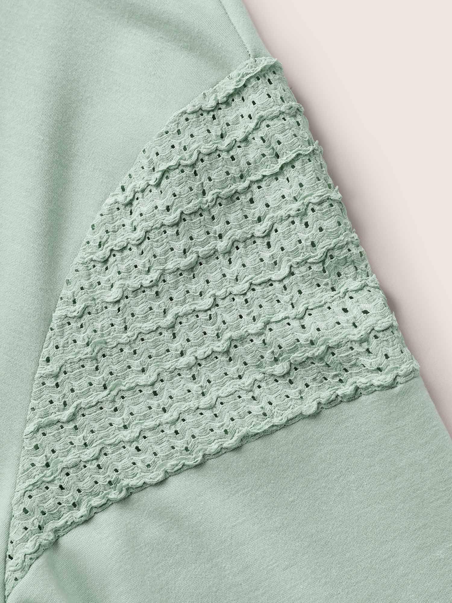 Solid Lace Panel Drop Shoulder Sweatshirt - Image 5