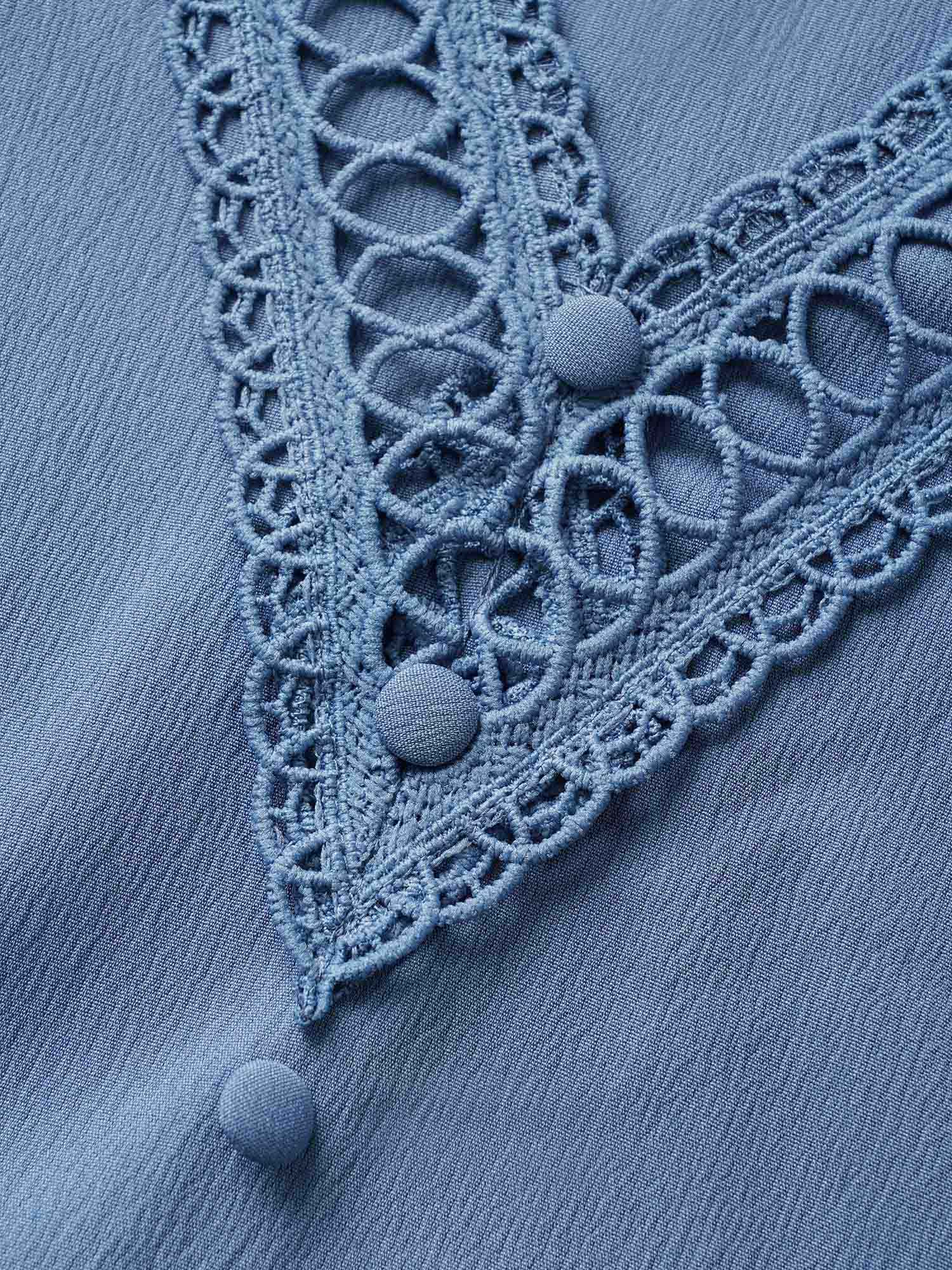 Solid Lace Patchwork Gathered Tank Top - Image 5