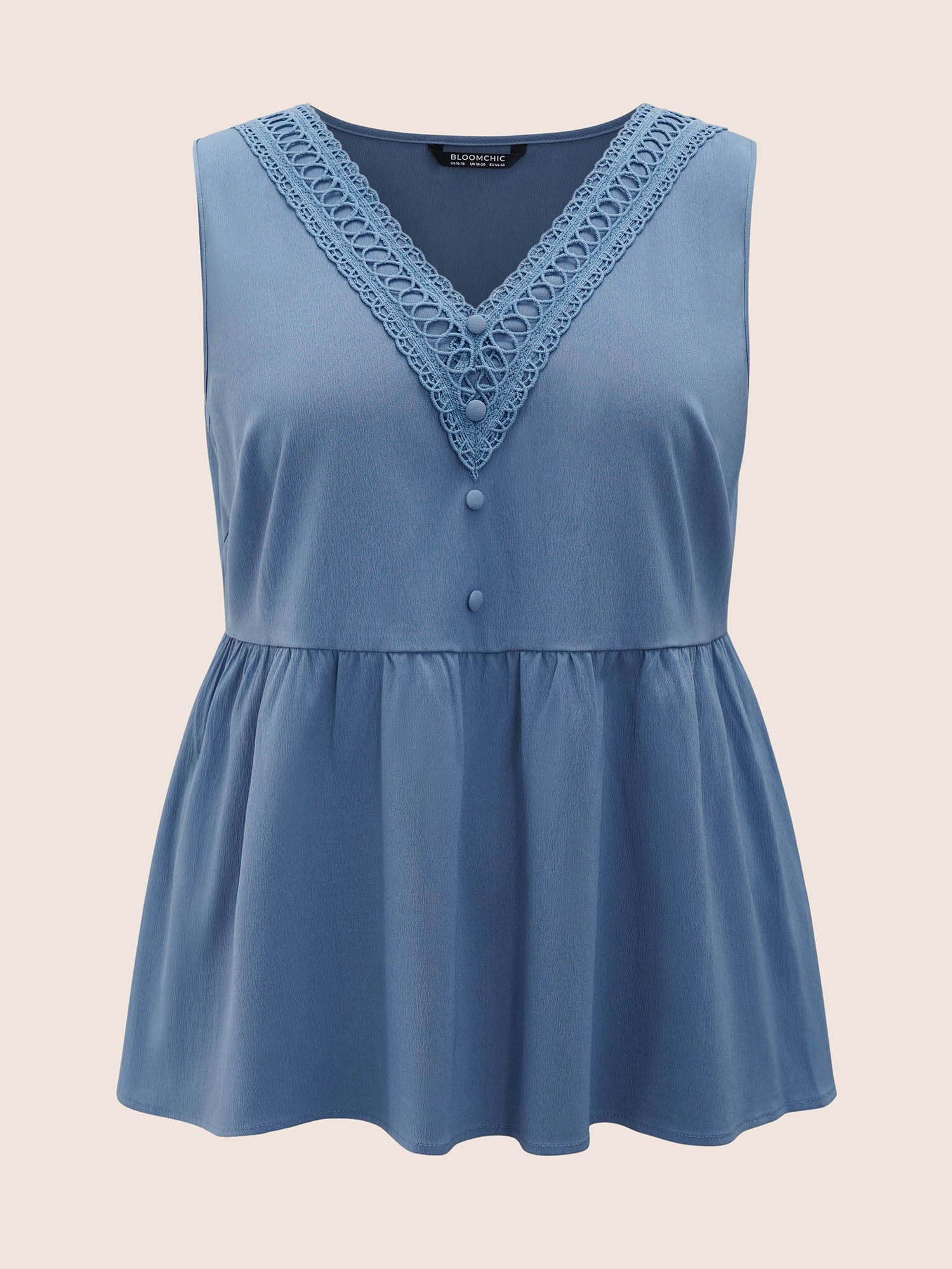 Solid Lace Patchwork Gathered Tank Top - Image 7
