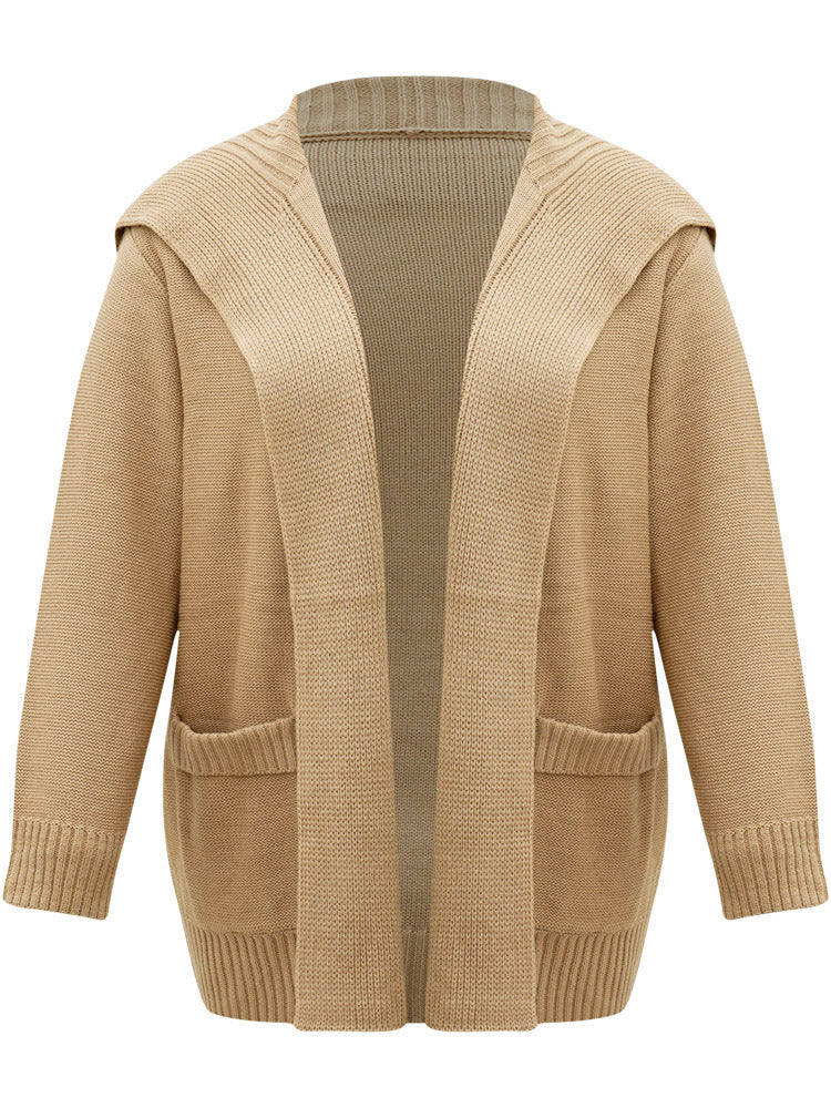 Solid Lapel Collar Pocket Open Front Cardigan - Image 6